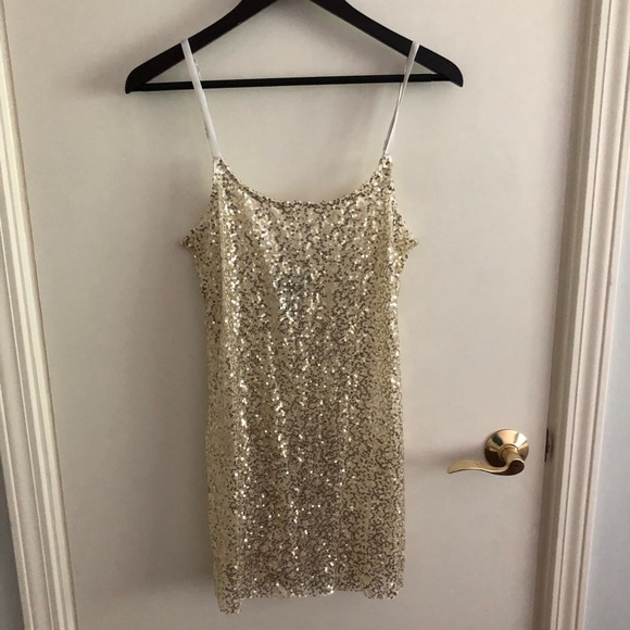 Free People Gold sequin Slip Dress - Picture 3 of 7